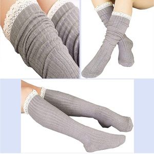 Brand New. 2 pairs Comfy Cotton Knit Boot Socks Knee High Socks Stockings